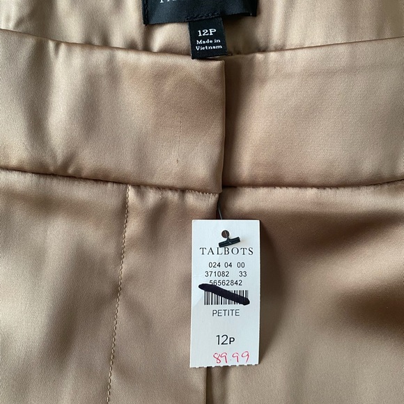 NWT..Talbots gold shimmer wide leg pants size 12 petite. - Picture 4 of 4